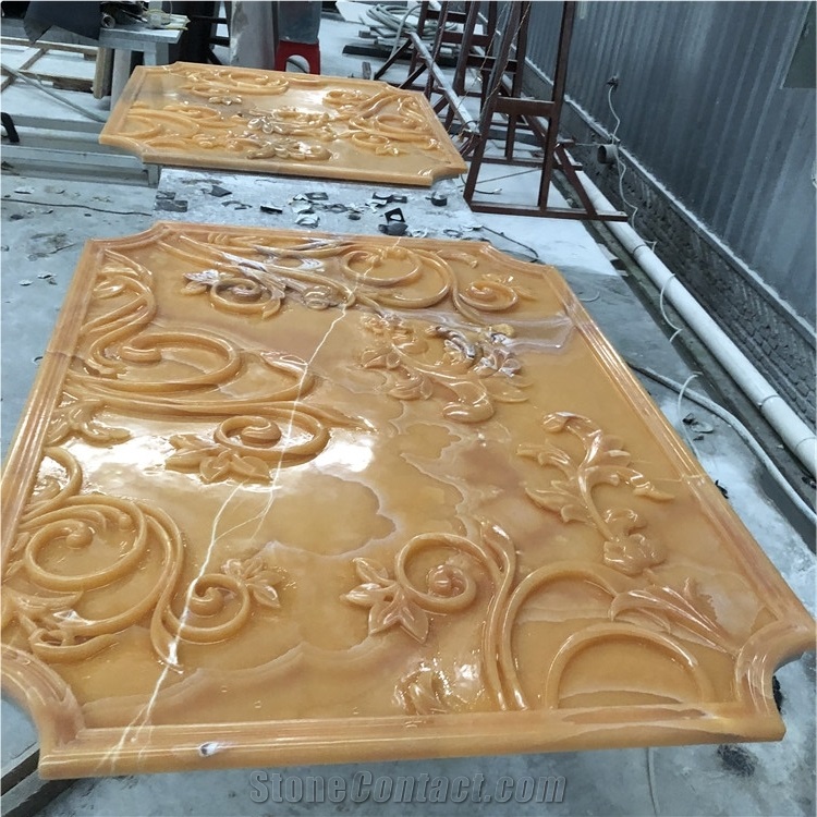 Yellow Onyx 3d Cnc Carved Art Home Decor