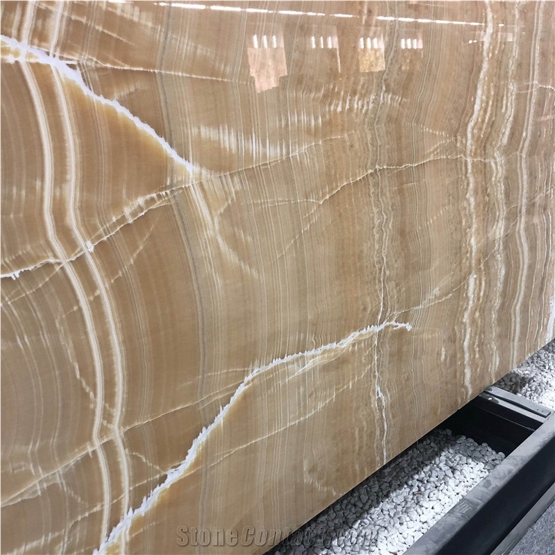 Yellow Onyx Slab Stone for Bar Countertop Design