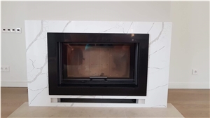 White Marble Modern Design Fireplace