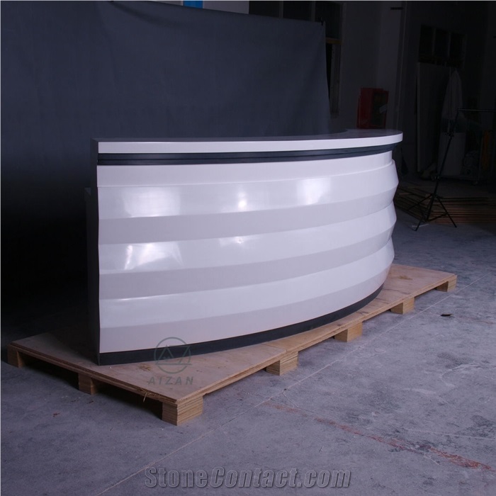 Glossy White Solid Surface Top Reception Desk