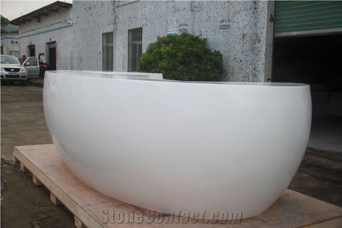 Round White Solid Surface Reception Desk Counter