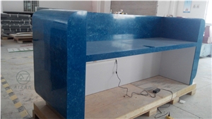 Solid Surface Top Blue Salon Reception Desk