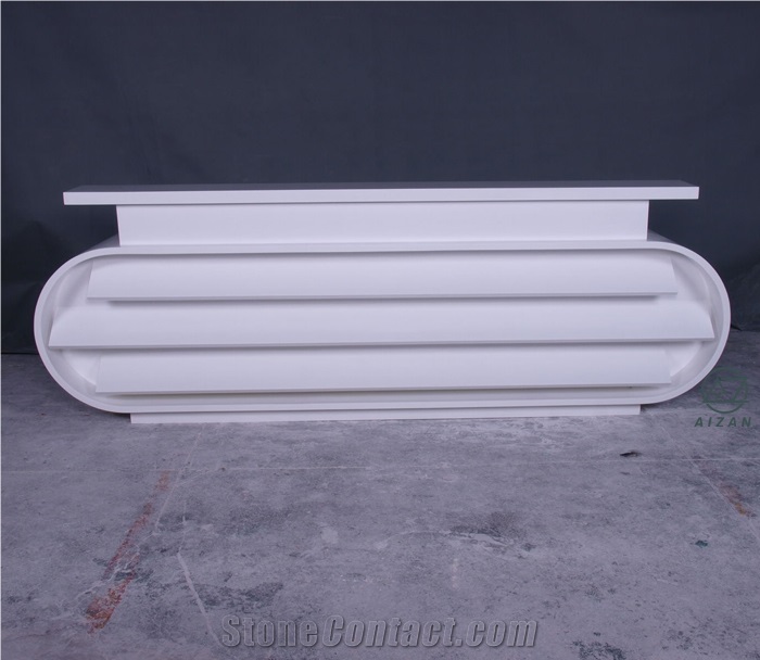 Solid Surface White Office Reception Counter