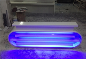 Solid Surface White Office Reception Counter
