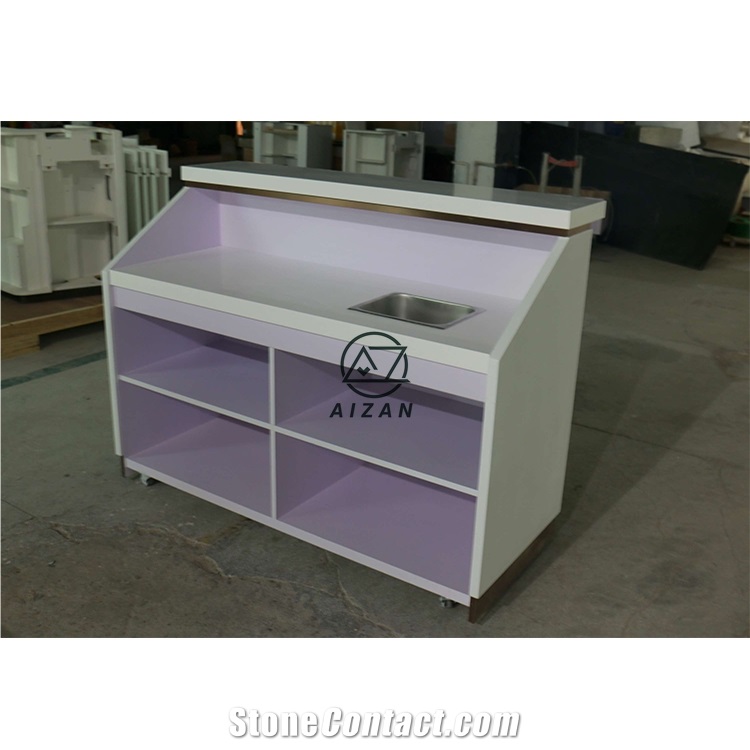 White Mini Reception Desk Counter Bar Top
