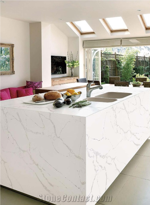 Calacatta Lincoln Quartz Manmade Stone Slabs from China