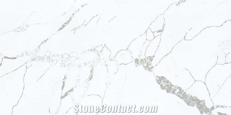 Calacatta White Quartz Stones Slab Engineered Tile