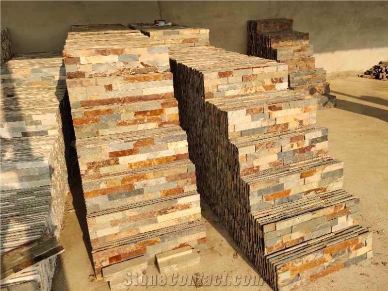 China Rusty Brown Slate Cultured Stone Cladding