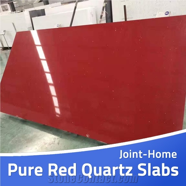 Pure Red Color Quartz Slab 2cm3cm Thick Jumbo Size
