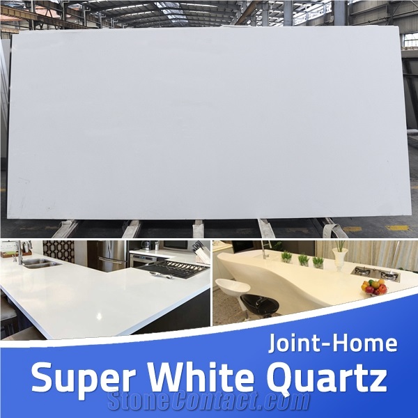 Super White Quartz Slabs Tiles / Manmade Stone