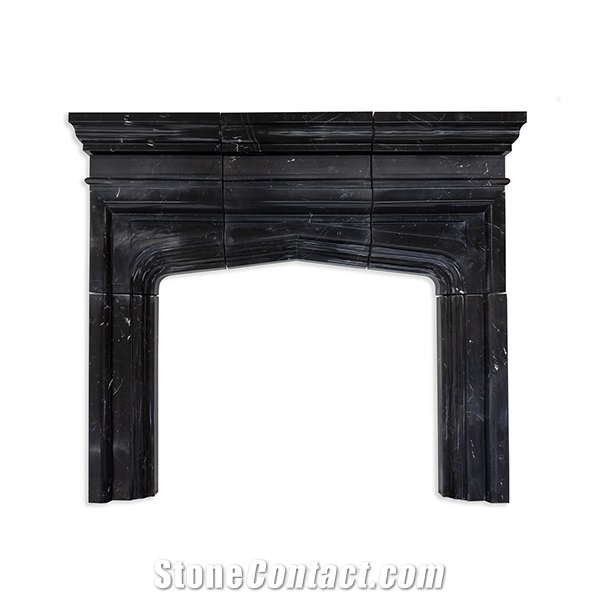 Oriental Black Marble Fireplace Surround  & Fireplace Hearth