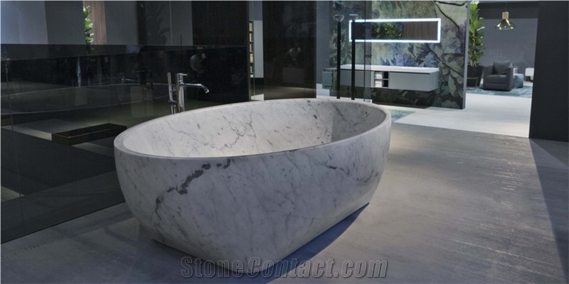 White Carrara Marble Bathtub Hand Carved Stone Bathtub