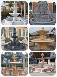 Classic Design Hand Carved Beige Marble Fountain