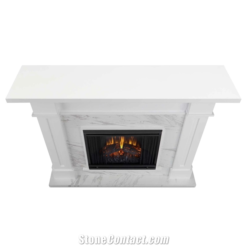 Fireplace Bursa White Limestone With Modern Design
