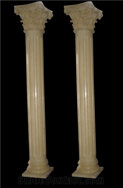 Garden Decorative Yellow Limestone Column Pillar & Columns