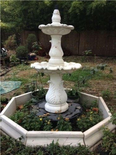 Outdoor Garden White Marble Stone Pool Fountain
