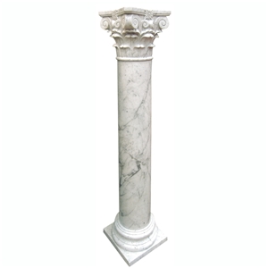 Outdoor White Marble Column Stone Pillar