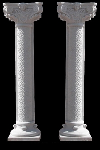 White Marble Design Carved Pillar Roman Column
