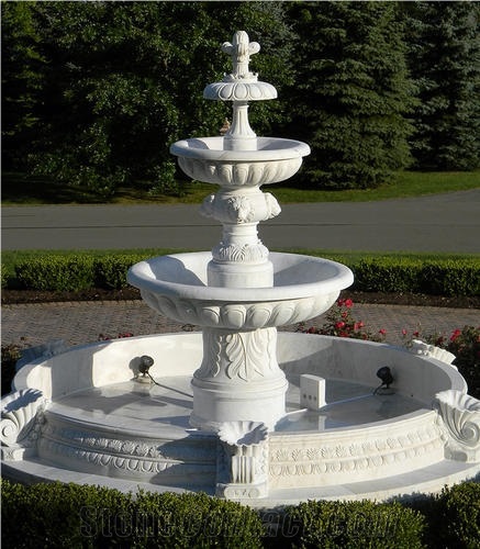 White Marble Outdoor Fountain, Garden Waterfall