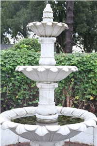 White Marble Outdoor Fountain, Garden Waterfall