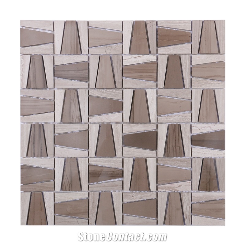 Perlino Bianco Wooden Grey Marble Mosaic