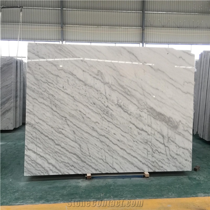 Cheap Guangxi White Marble Slab, Grey Straight Veins Tiles
