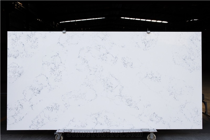 White Calacatta Carrara Quartz Countertops Slabs