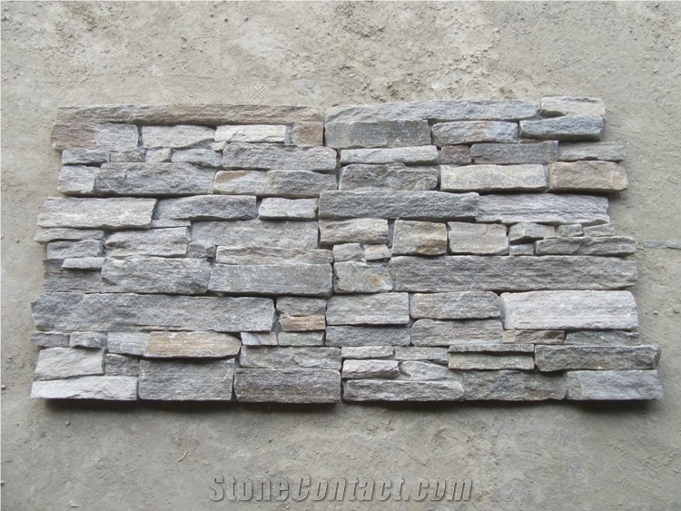 Pink Quartzite Cement Back Stone Wall Cladding Decor