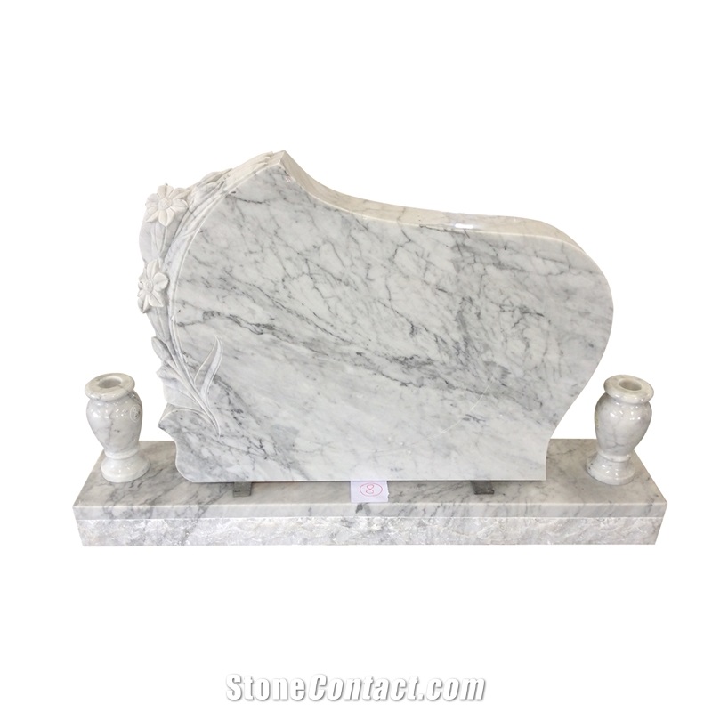 Carved Lilies Carrara White Marble Monuments