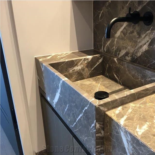 Carso Grey Marble Bathroom Countertop with Sinks