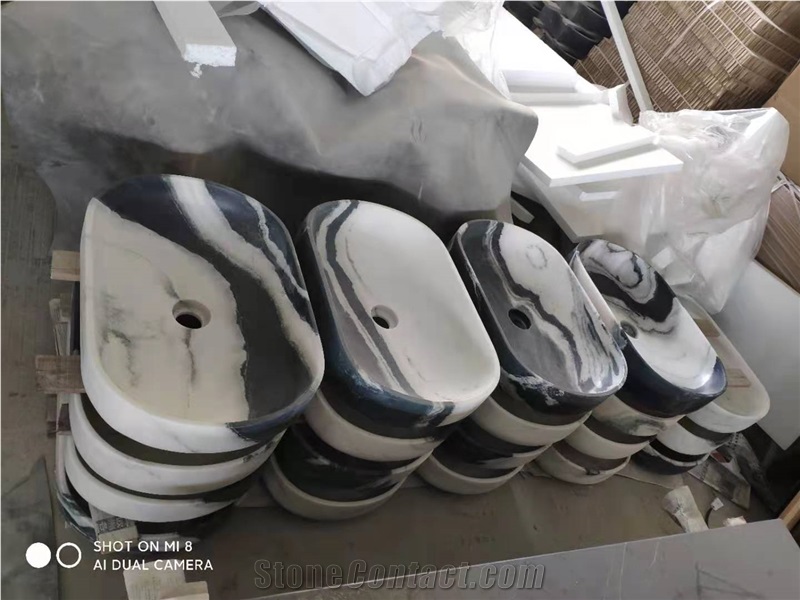 Panda Marble Basin Sink Stock Low Factory Price