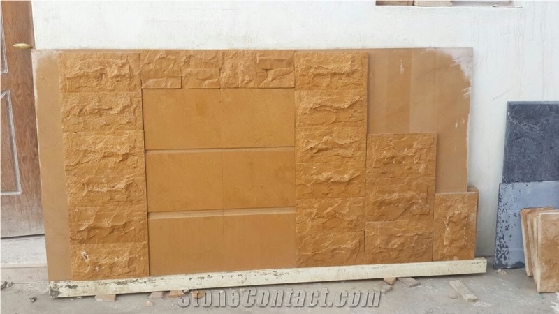 Golden Sinai Marble Wall Tiles, Split Face