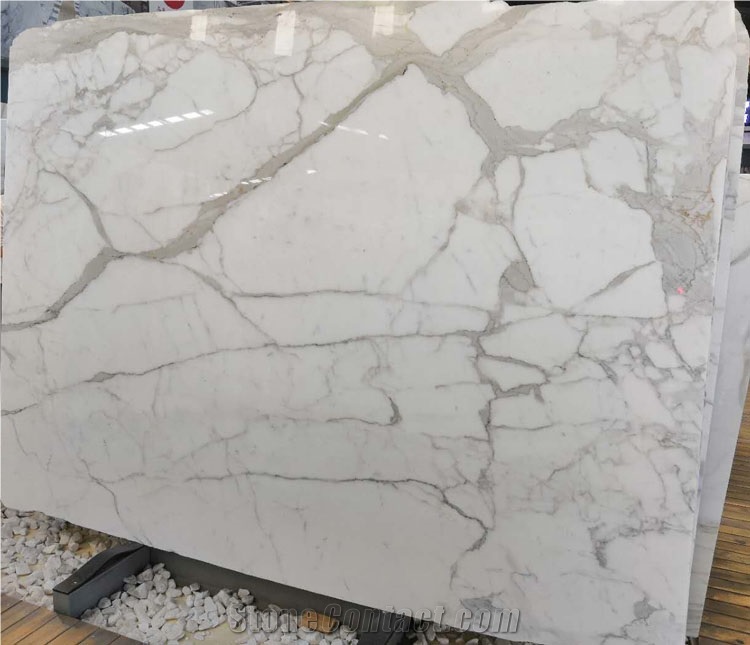 Italy Calacatta White Marble Slabs With Gray Vein