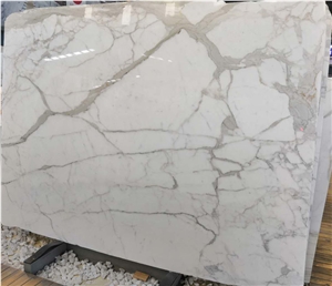 Italy Calacatta White Marble Slabs With Gray Vein