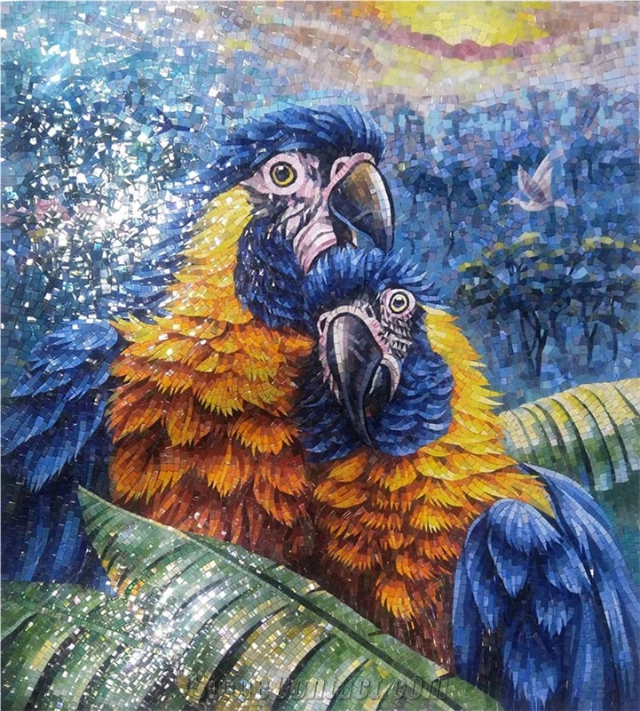 Decorative Bird Glass Mosaic Pattern