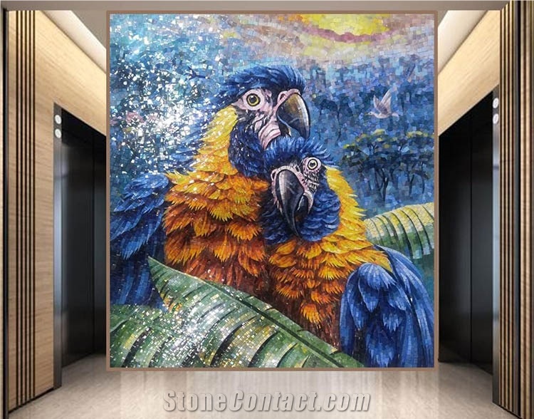 Wall Decorative Bird Glass Mosaic Pattern