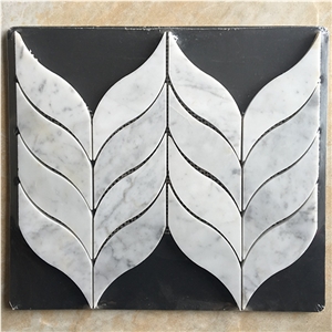 Carrara White Marble Leaf Shaped Mosaic Tiles