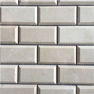Cream Marfil Marble Linear Strips Mosaic Tiles