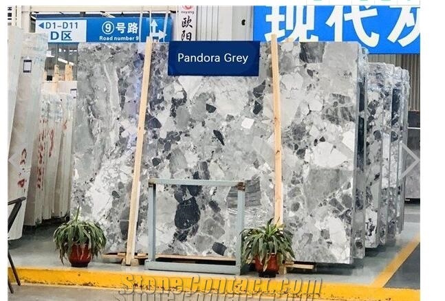 New Marble Pandora White & Grey Color Slabs &Tiles
