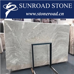 White Wood Marble Cross Cut Slab Wooden White Marble