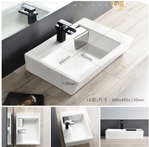 Artificial Marble White Wash Basin Sink Bathroom Vanity Top