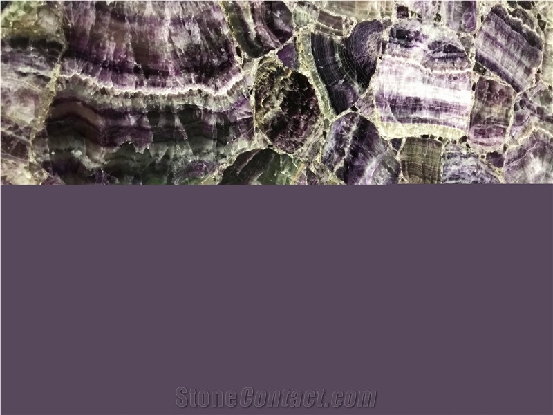 Backlit Lilac Amethyst Purple Gemstone Slab