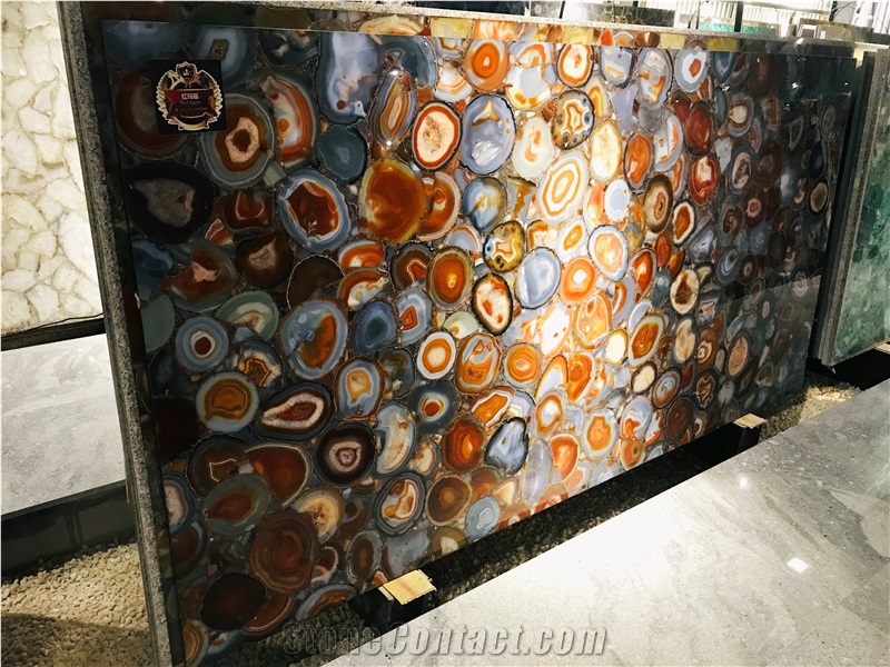 Backlit Red Semiprecious Stone Slabs,Agate Tiles