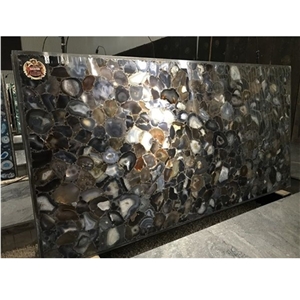 Black Uruguay Agate Semiprecious Stone for Tv Wall