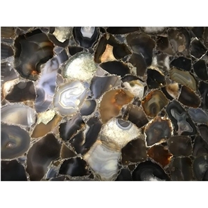 Black Uruguay Agate Semiprecious Stone Slabs Tiles