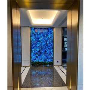 Blue Agate Semiprecious Stone Slabs Tile for Villa