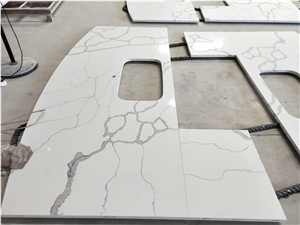 Carrara White Quartz Countertop for Kitchen, Bar Top
