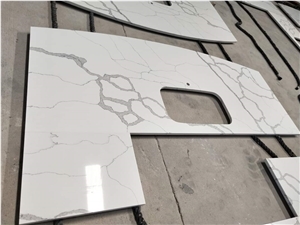 Carrara White Quartz Countertop for Kitchen, Bar Top