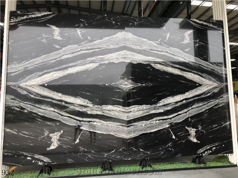 China Black Cosmic Marble Slab Wall Floor Tiles