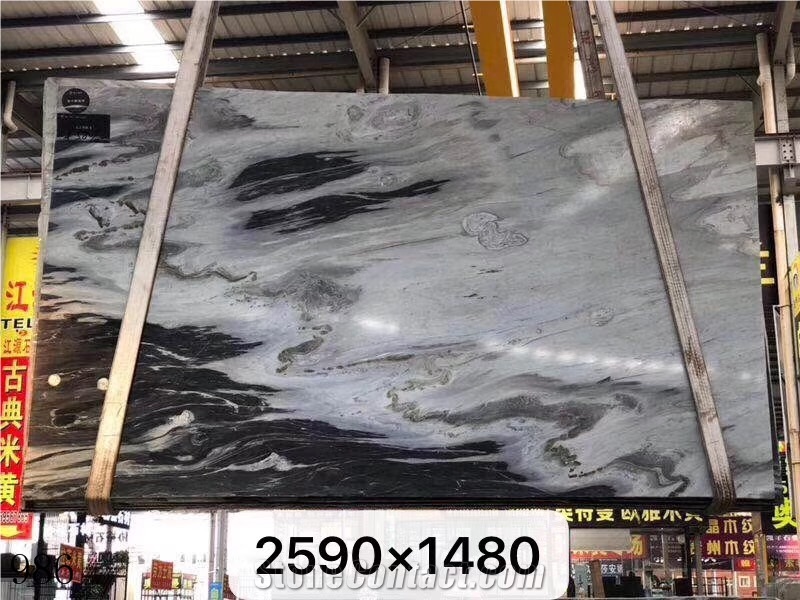 China Cloudy Ink Grey Marble Slab Wall Floor Tiles